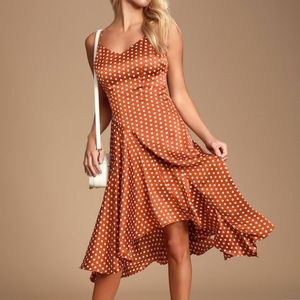 Bellamy rust brown polka dot dress